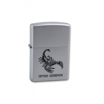 Зажигалка ZIPPO Tattoo Scorpion, с покрытием Satin Chrome™, латунь/сталь, серебристая, 38x13x57 мм