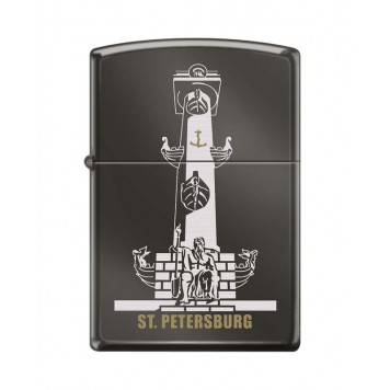 Зажигалка ZIPPO Ростральная колонна, с покрытием Black Ice®, латунь/сталь, чёрная, 38x13x57 мм