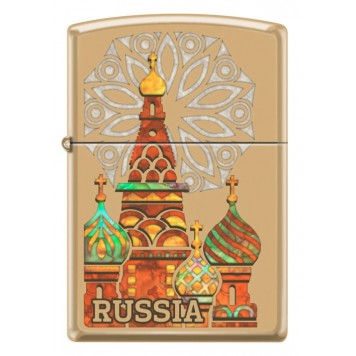 Зажигалка ZIPPO Россия с покрытием High Polish Brass, латунь/сталь, золотистая, 38x13x57 мм