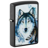 Зажигалка ZIPPO Feed the Good Wolf с покрытием Black Matte, латунь/сталь, черная,матовая,38x13x57 мм