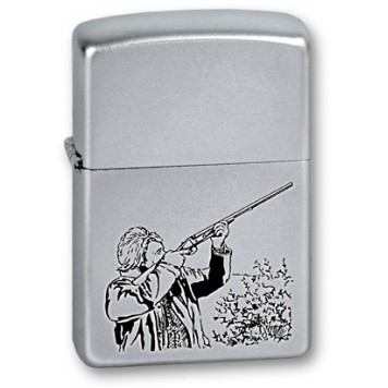 Зажигалка ZIPPO Hunter, с покрытием Satin Chrome™, латунь/сталь, серебристая, матовая, 38x13x57 мм