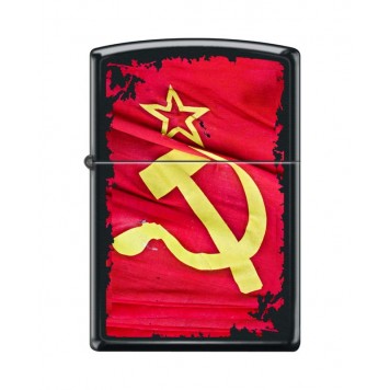 Зажигалка ZIPPO Серп и Молот, с покрытием Black Matte, латунь/сталь, чёрная, матовая, 38x13x57 мм