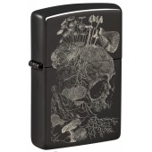 Зажигалка ZIPPO Skull с покрытием High Polish Black, латунь/сталь, черная, глянцевая, 38x13x57 мм