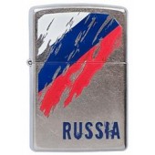 Зажигалка ZIPPO Russia Flag, с покрытием Street Chrome™, латунь/сталь, серебристая, 38x13x57 мм