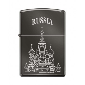 Зажигалка ZIPPO Собор Василия Блаженного, с покрытием Black Ice®, латунь/сталь , чёрная, 38x13x57 мм