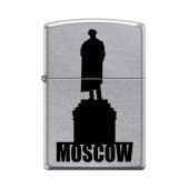 Зажигалка ZIPPO Памятник Пушкину, с покрытием Street Chrome™, латунь/сталь, серебристая, 38x13x57 мм