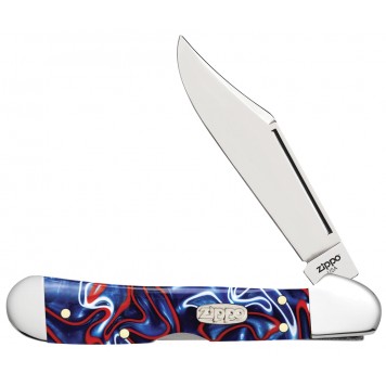 Нож перочинный ZIPPO Patriotic Kirinite Smooth Mini Copperlock, 92 мм, синий + ЗАЖИГАЛКА ZIPPO 207