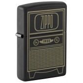 Зажигалка ZIPPO Vintage TV Design с покрытием Black Matte, латунь/сталь, черная, 38x13x57 мм