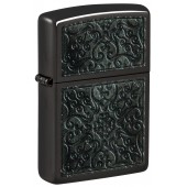 Зажигалка ZIPPO Pattern с покрытием High Polish Black, латунь/сталь, черная, глянцевая, 38x13x57 мм