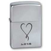 Зажигалка ZIPPO Love, с покрытием Satin Chrome™, латунь/сталь, серебристая, матовая, 38x13x57 мм