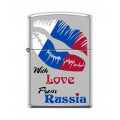 Зажигалка ZIPPO Из России с любовью, с покрытием Satin Chrome™, латунь/сталь, 38x13x57 мм