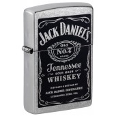 Зажигалка ZIPPO Jack Daniels® с покрытием Street Chrome, латунь/сталь, серебристая, 38x13x57 мм