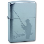 Зажигалка ZIPPO Fisherman, с покрытием Brushed Chrome, латунь/сталь, серебристая, 38x13x57 мм