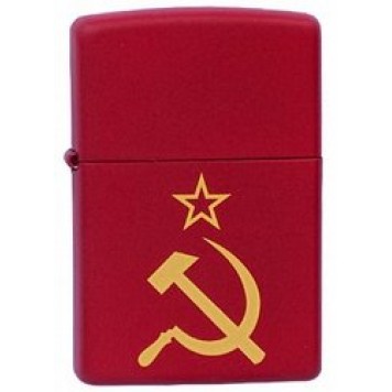 Зажигалка ZIPPO Серп и Молот, с покрытием Red Matte, латунь/сталь, красная, матовая, 38x13x57 мм