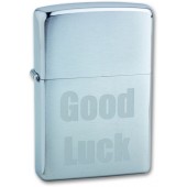 Зажигалка ZIPPO Good Luck, с покрытием Brushed Chrome, латунь/сталь, серебристая, матовая, 38x13x57