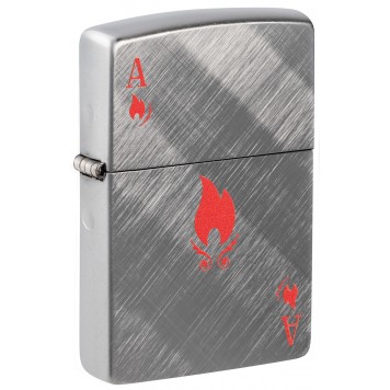 Зажигалка ZIPPO Ace Design с покрытием Brushed Chrome, латунь/сталь, серебристая, 38x13x57 мм