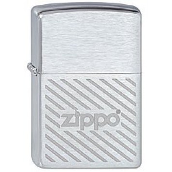 Зажигалка ZIPPO Stripes, с покрытием Brushed Chrome, латунь/сталь, серебристая, матовая, 38x13x57 мм